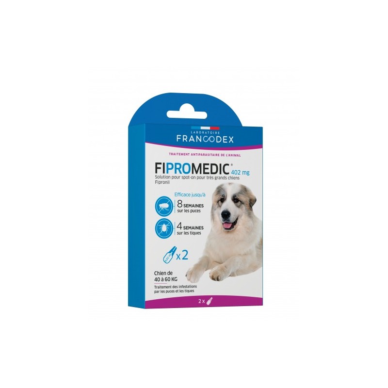Fipromedic 402 mg - Solution spot-on pour très grand chien 40-60 kg Fipromedic 402 mg - Solution spot-on pour très grand chien 40-60 kg