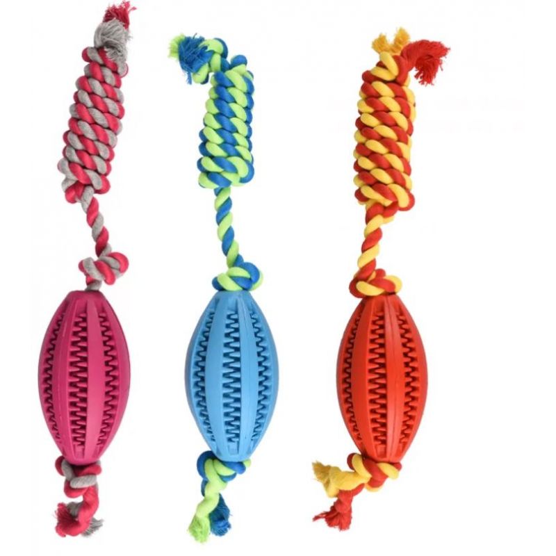 DENTAL Ballon de rugby en caoutchouc avec corde 11 cm DENTAL Ballon de rugby en caoutchouc avec corde 11 cm