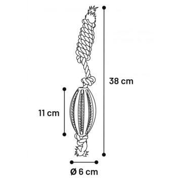 DENTAL Ballon de rugby en caoutchouc avec corde 11 cm
