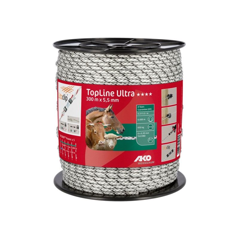 Cordelette TopLine Ultra blanc/noir, 300m, 5,5mm Cordelette TopLine Ultra blanc/noir, 300m, 5,5mm