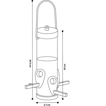 Mangeoire Silo Oiseaux Graines Survival M Plastique 22,5x22,5x34,6CM