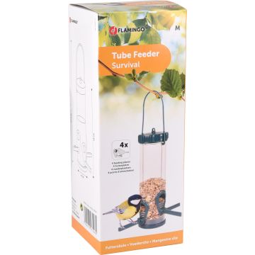 Mangeoire Silo Oiseaux Graines Survival M Plastique 22,5x22,5x34,6CM