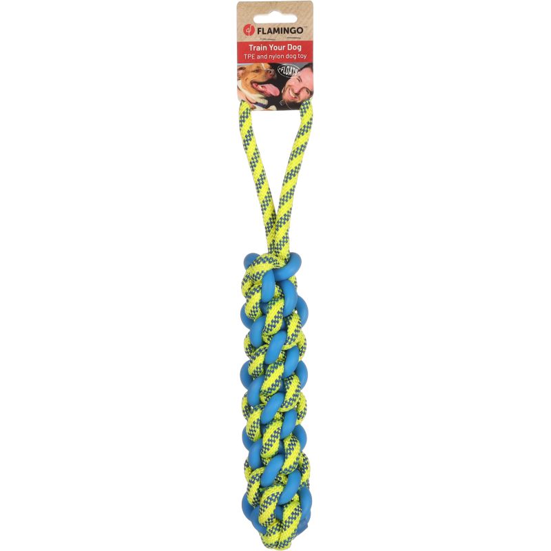 jouet tofla bâton corde à tirer bleu & jaune 38cm