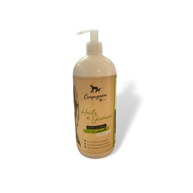 Huile de saumon pour chien - Bouteille avec pompe Huile de saumon pour chien - Bouteille avec pompe