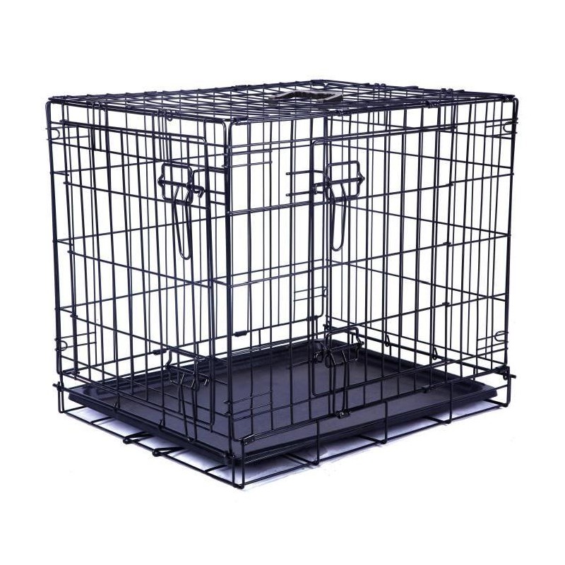 Cage métallique pour chien 2 portes noire Cage métallique pour chien 2 portes noire