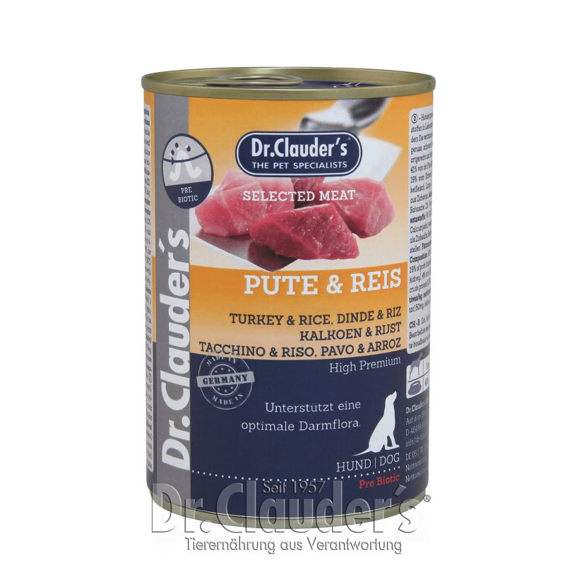 Boite Selected meat Dr Clauder's - dinde et riz Boite Selected meat Dr Clauder's - dinde et riz