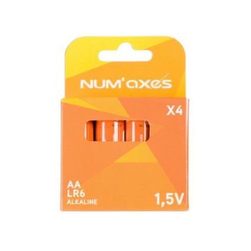 Blister 4 piles AA LR06 alcalines 1.5 V Numaxes