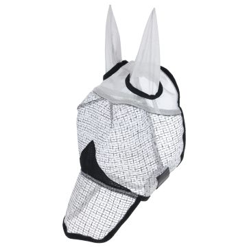 Masque anti-mouches avec protection des oreilles et naseaux gris clair